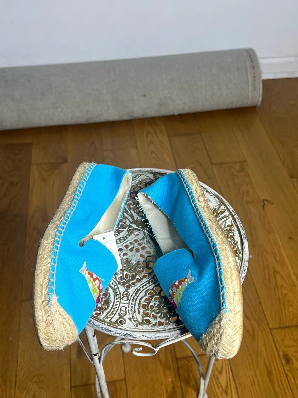 Talbots Bright Blue Fish Embroidered Espadrille Flats